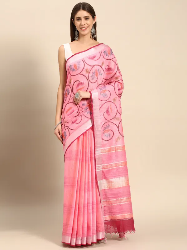 Pink_colour_Cotton_Saree_for_Women