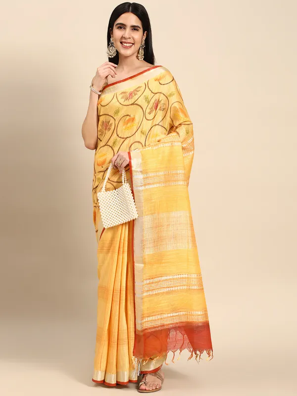 Yellow_colour_Cotton_Saree_for_Women