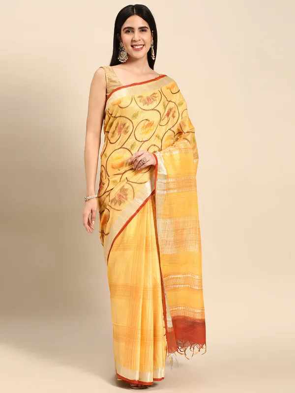 Yellow_colour_Cotton_Saree_for_Women