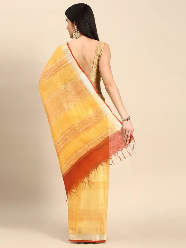Yellow_colour_Cotton_Saree_for_Women
