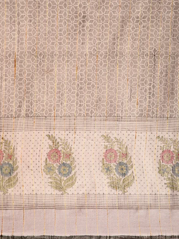 Grey_colour_Silk_Blend_Saree_for_Women