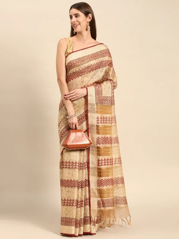Brown_colour_Silk_Blend_Saree_for_Women