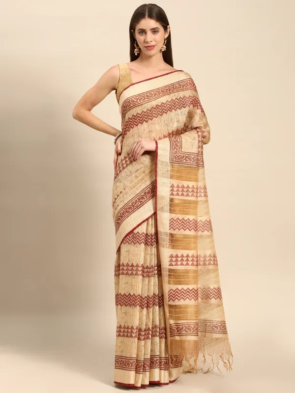 Brown_colour_Silk_Blend_Saree_for_Women