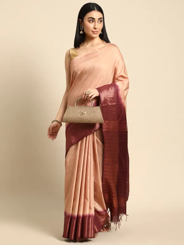 Peach_colour_Silk_Blend_Saree_for_Women