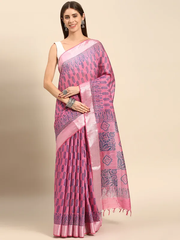 Pink_colour_Silk_Blend_Saree_for_Women