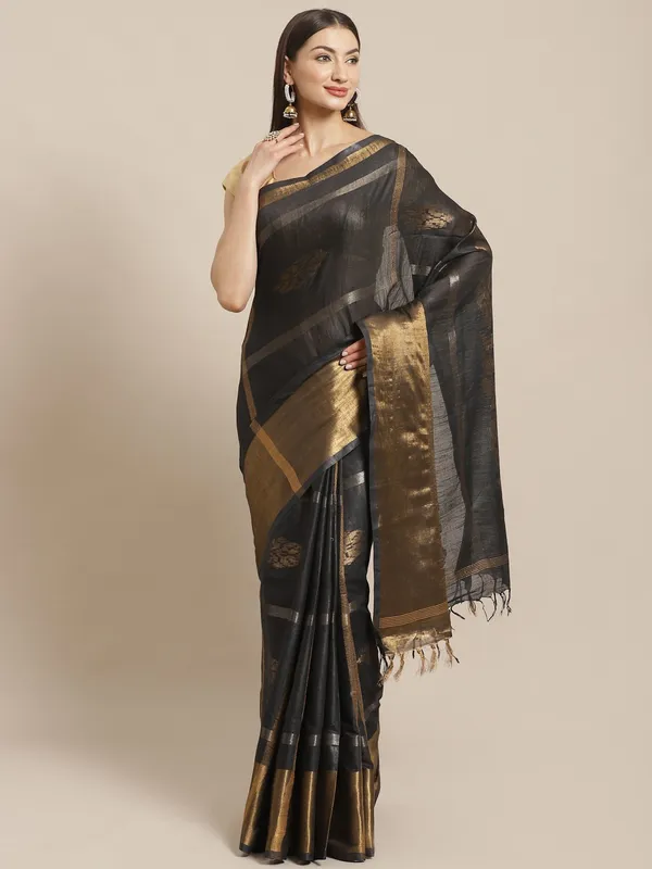 Black_colour_Slub_Saree_for_Women