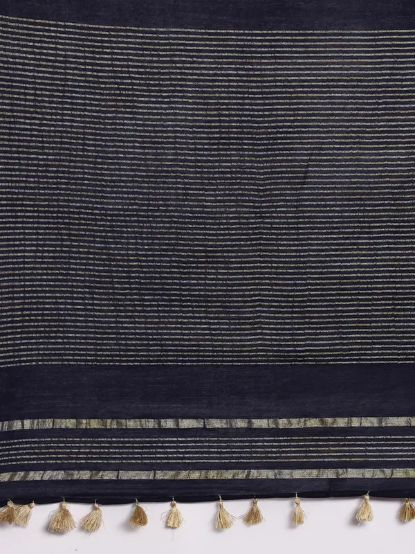 Navy_Blue_colour_Silk_Blend_Saree_for_Women