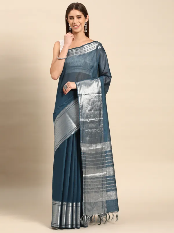 Blue_colour_Silk_Blend_Saree_for_Women