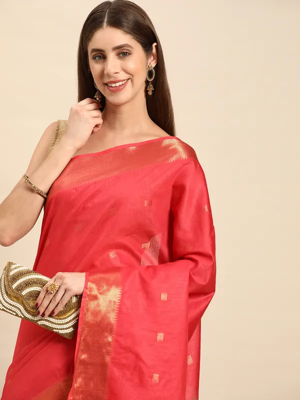Peach_colour_Silk_Blend_Saree_for_Women