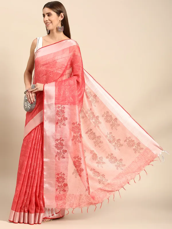 Peach_colour_Silk_Blend_Saree_for_Women