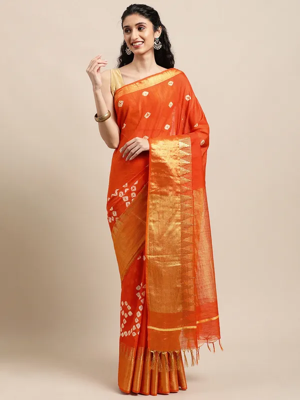 Orange_colour_Silk_Blend_Saree_for_Women