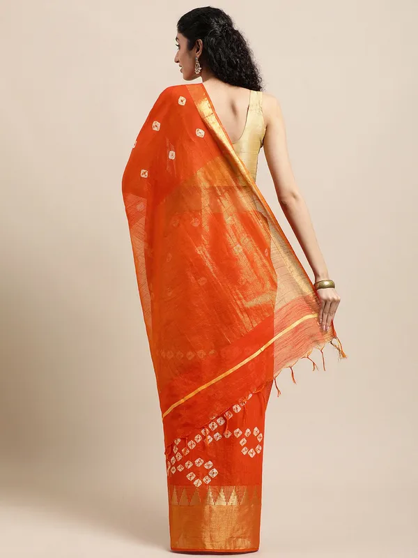 Orange_colour_Silk_Blend_Saree_for_Women