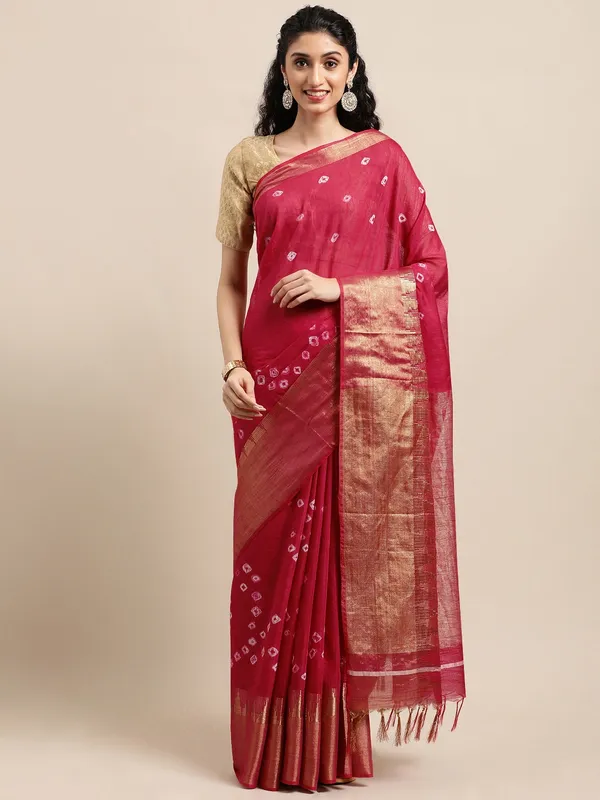 Magenta_colour_Silk_Blend_Saree_for_Women
