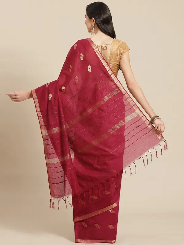 Maroon_colour_Silk_Blend_Saree_for_Women