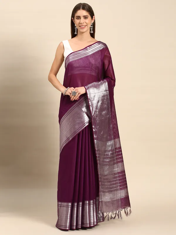 Purple_colour_Silk_Blend_Saree_for_Women