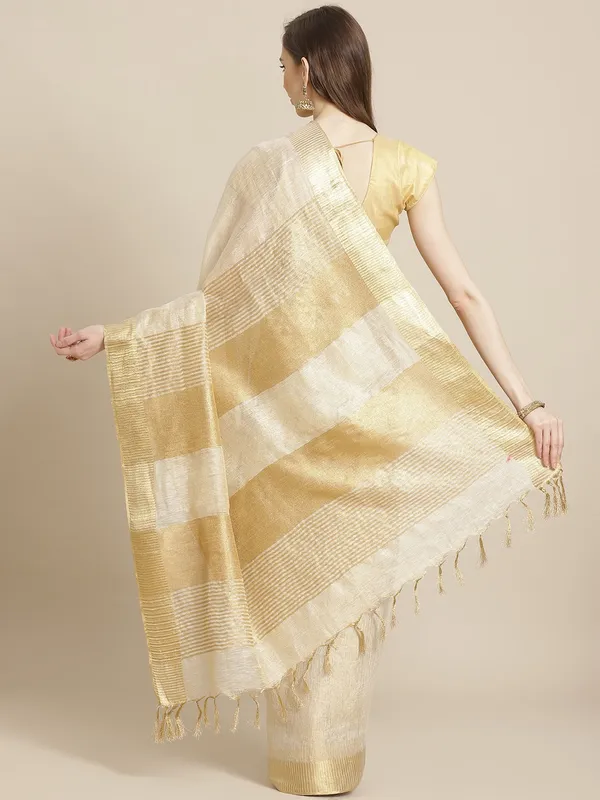 Off_White_colour_Pure_Linen_Saree_for_Women