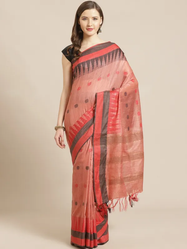 Peach_colour_Silk_Blend_Saree_for_Women