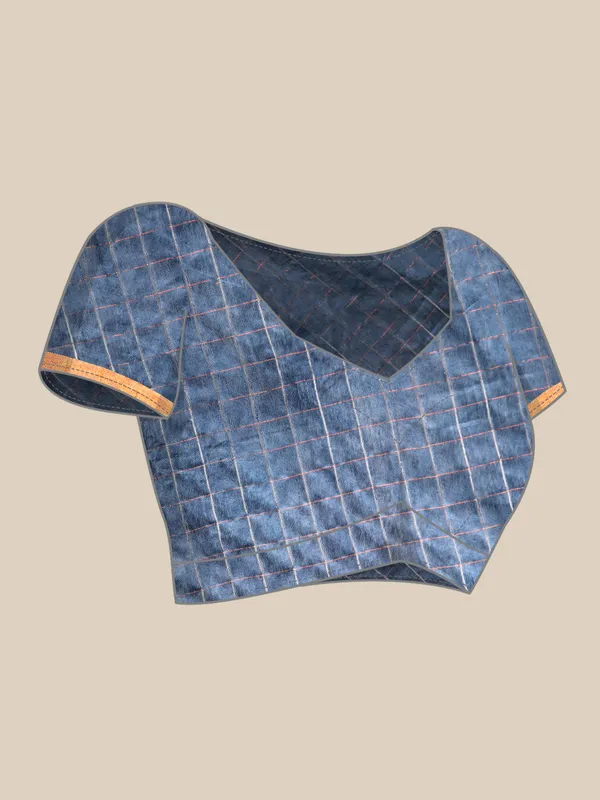 Navy_Blue_colour_Silk_Blend_Saree_for_Women