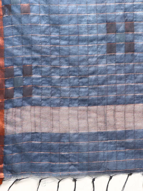 Navy_Blue_colour_Silk_Blend_Saree_for_Women