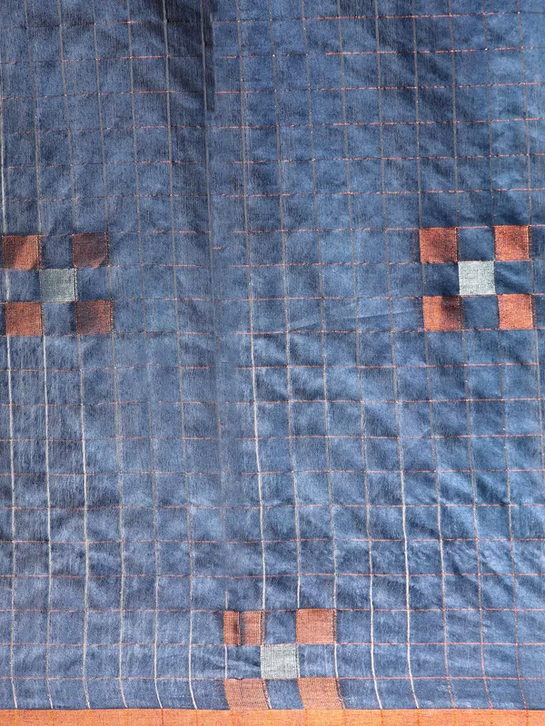 Navy_Blue_colour_Silk_Blend_Saree_for_Women