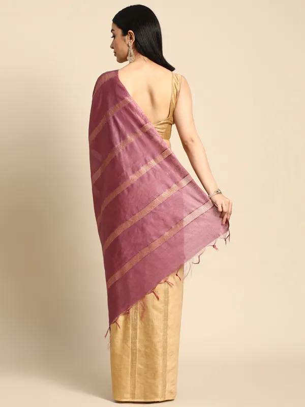 Beige_colour_Silk_Blend_Saree_for_Women