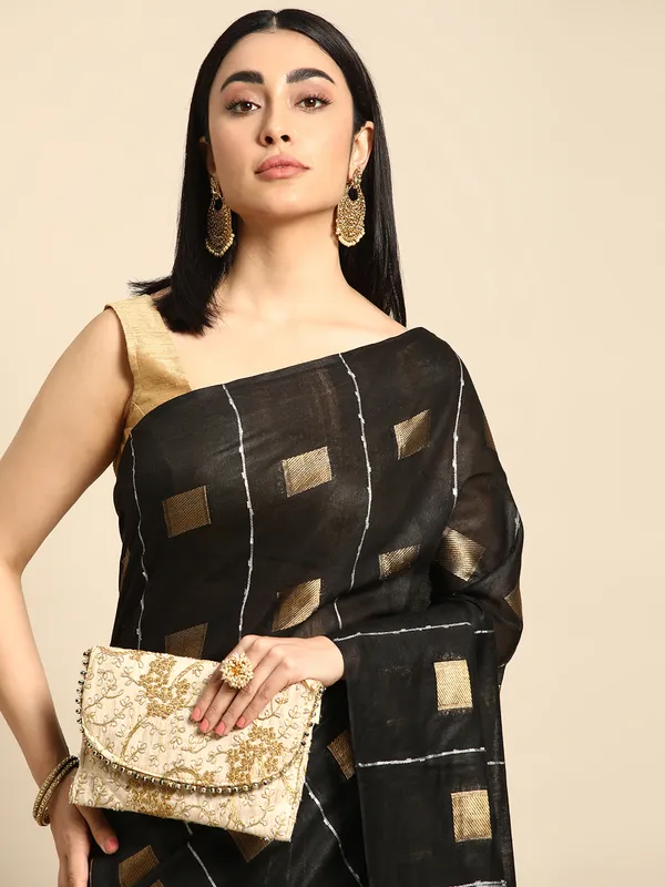 Black_colour_Silk_Blend_Saree_for_Women