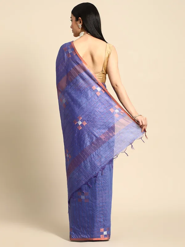 Navy_Blue_colour_Silk_Blend_Saree_for_Women