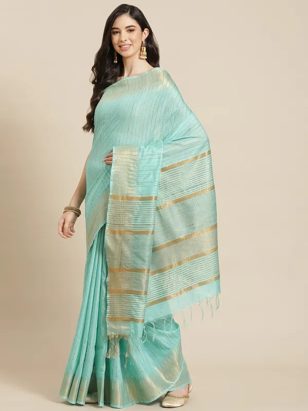 Blue_colour_Silk_Blend_Saree_for_Women