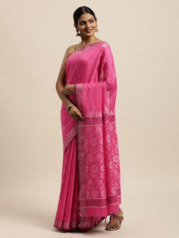 Pink_colour_Silk_Blend_Saree_for_Women
