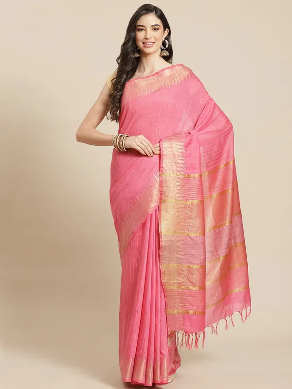 Pink_colour_Silk_Blend_Saree_for_Women