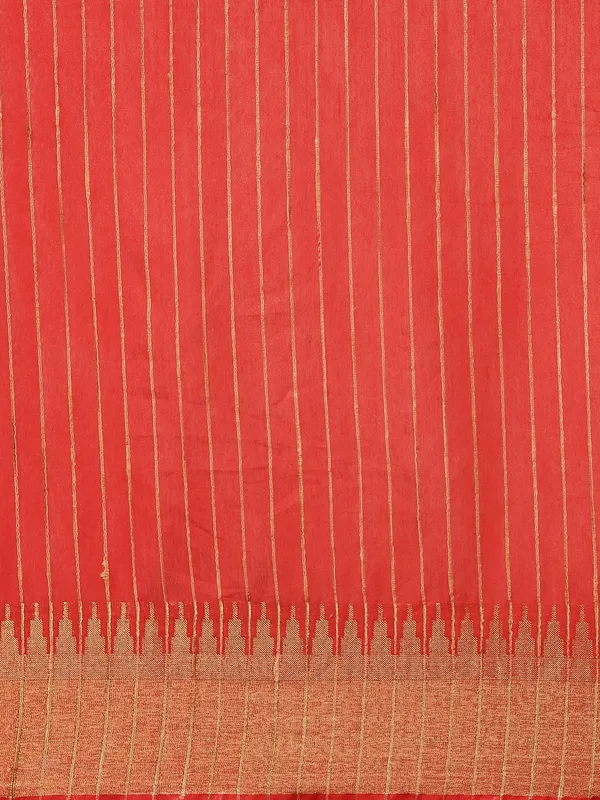 Coral_colour_Silk_Blend_Saree_for_Women