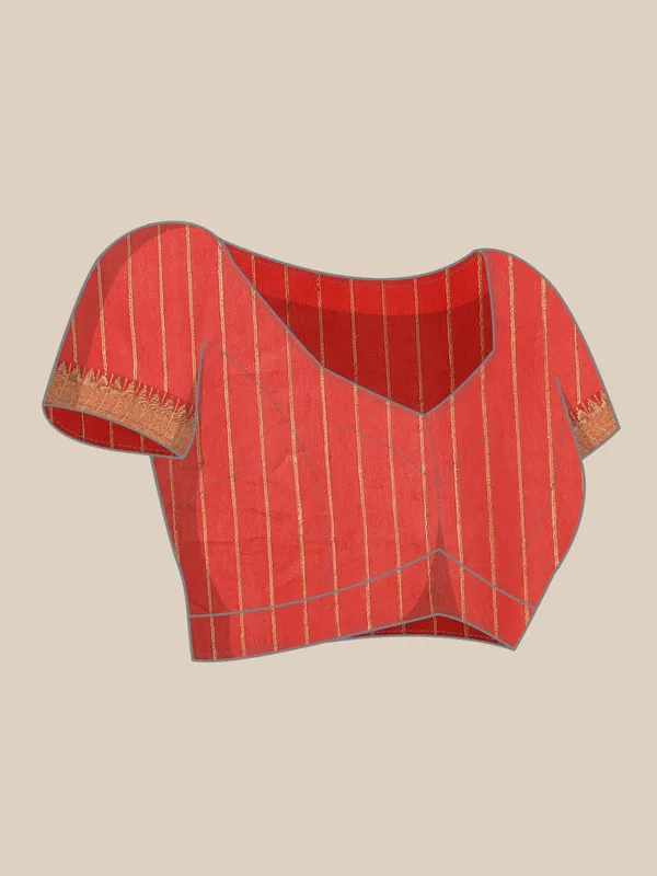 Coral_colour_Silk_Blend_Saree_for_Women