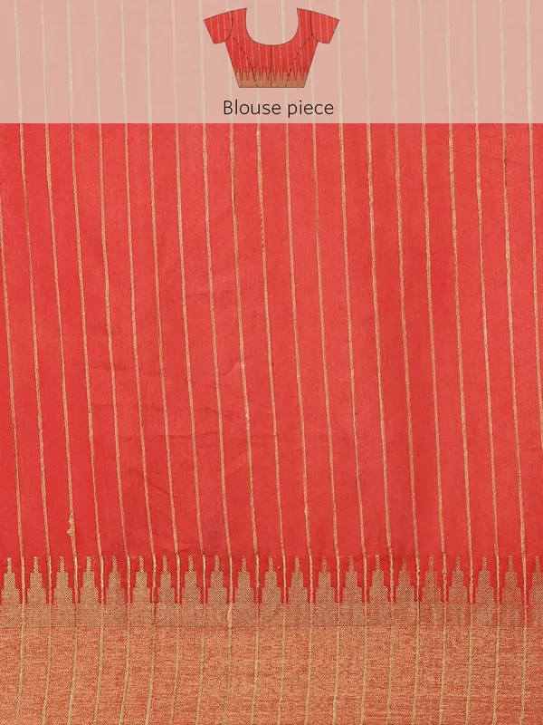 Coral_colour_Silk_Blend_Saree_for_Women