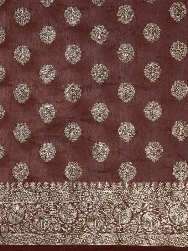 Brown_colour_Pure_Linen_Saree_for_Women