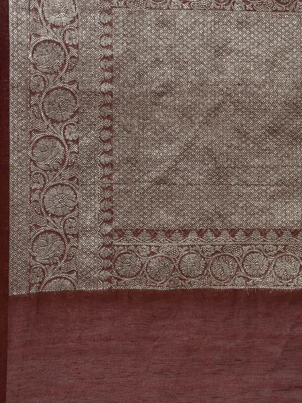 Brown_colour_Pure_Linen_Saree_for_Women