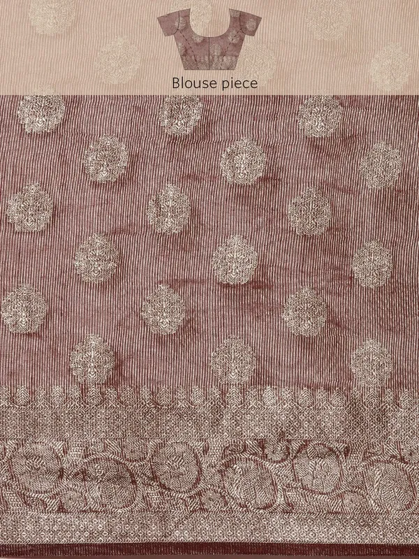 Brown_colour_Pure_Linen_Saree_for_Women