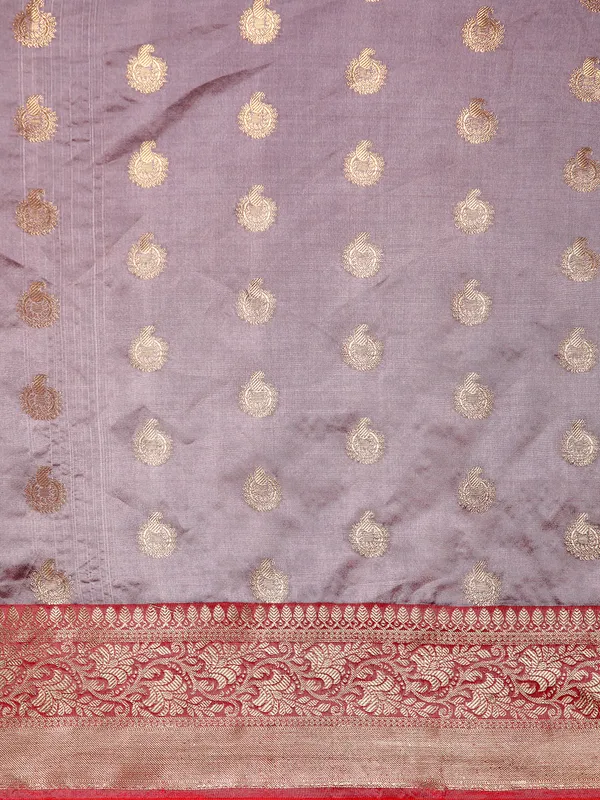Grey_colour_Silk_Blend_Saree_for_Women