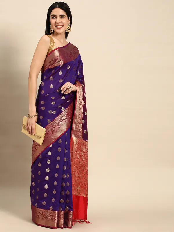 Purple_colour_Silk_Blend_Saree_for_Women