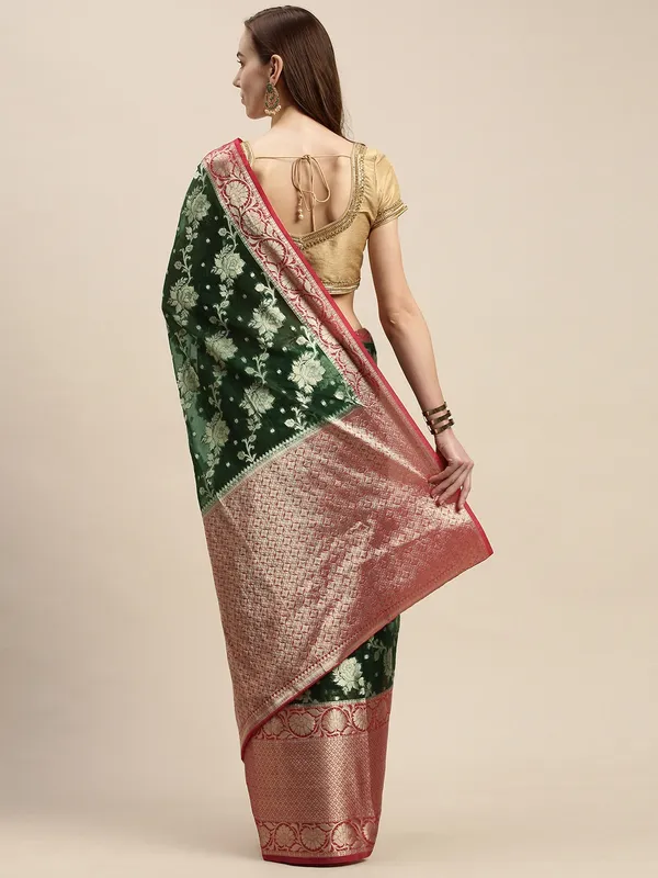 Green_colour_Organza_Saree_for_Women
