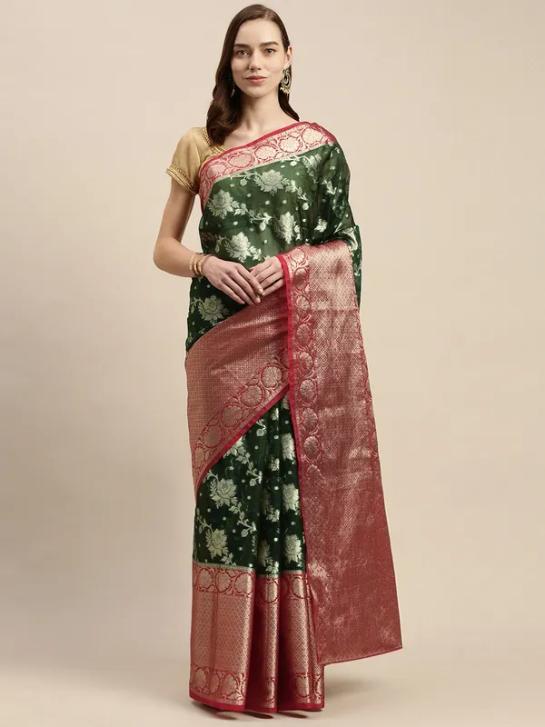 Green_colour_Organza_Saree_for_Women