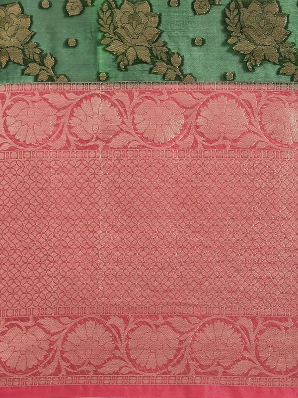 Green_colour_Organza_Saree_for_Women