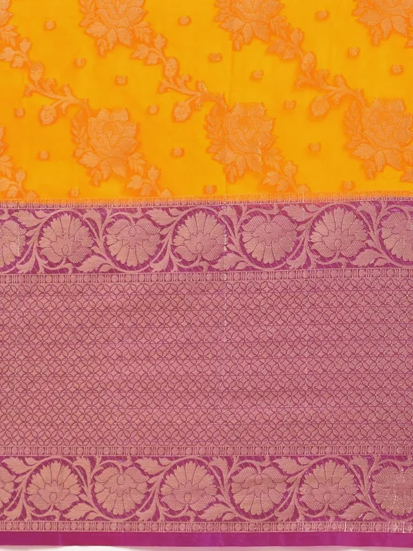 Yellow_colour_Organza_Saree_for_Women