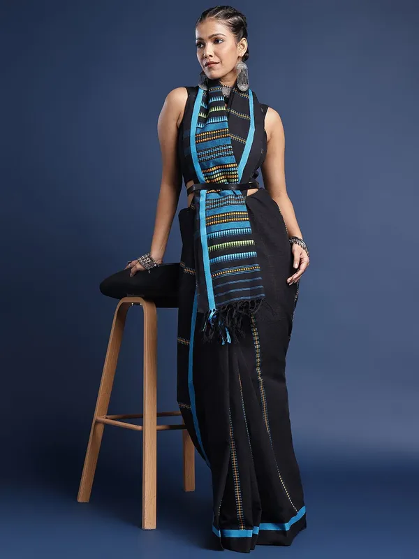 Black_colour_Pure_Cotton_Saree_for_Women