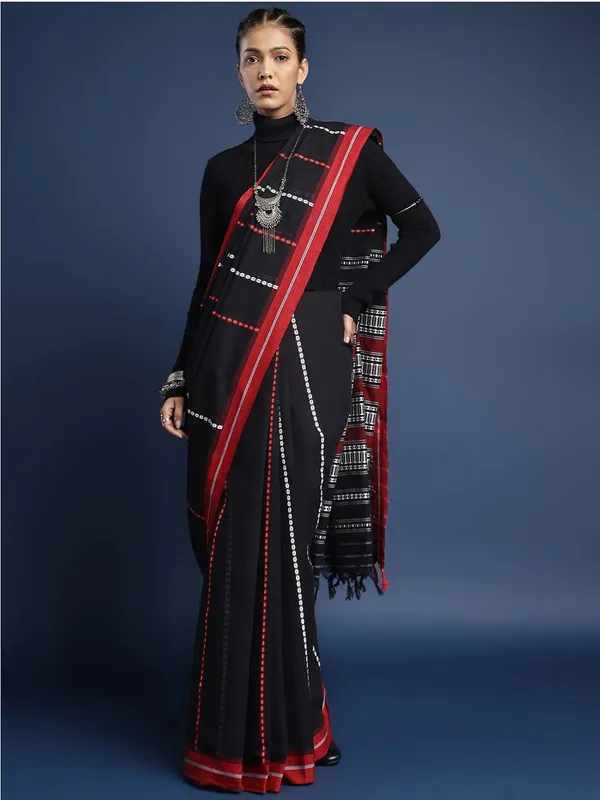 Black_colour_Pure_Cotton_Saree_for_Women