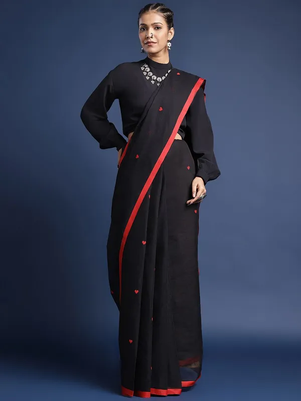 Black_colour_Pure_Cotton_Saree_for_Women