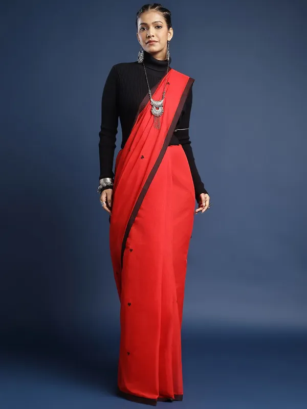 Red_colour_Pure_Cotton_Saree_for_Women