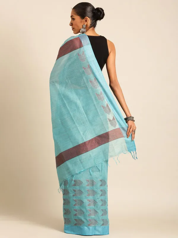 Blue_colour_Silk_Blend_Saree_for_Women