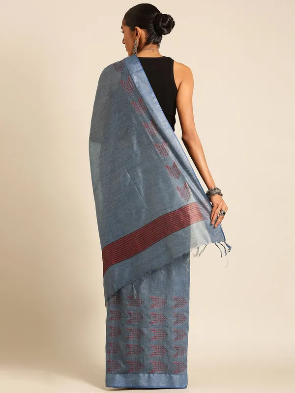 Blue_colour_Silk_Blend_Saree_for_Women