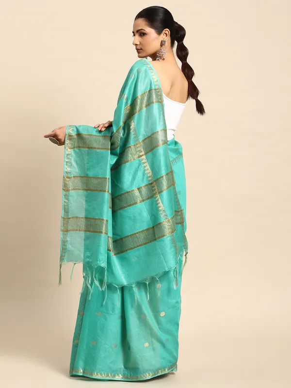 Sea_Green_colour_Silk_Blend_Saree_for_Women