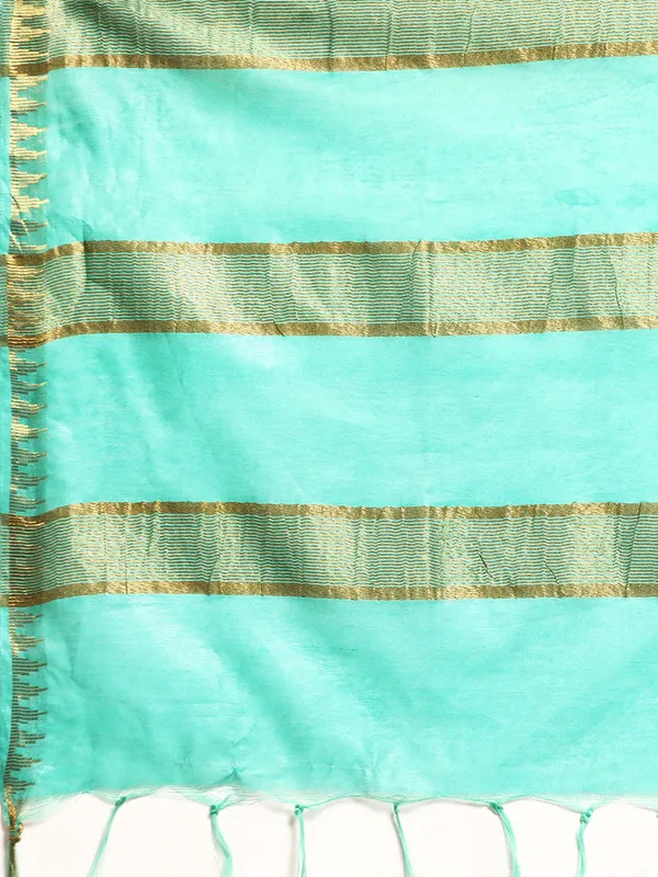 Sea_Green_colour_Silk_Blend_Saree_for_Women